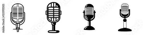 Vintage microphones in various styles showcasing the evolution of audio recording technology and sound artistry