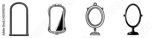 Various styles of mirrors showcasing unique designs and shapes for decoration and reflection