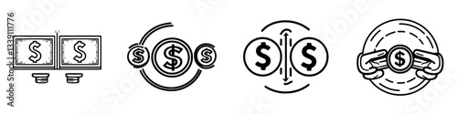 Visual representation of currency exchange concepts illustrating transactions and money flow dynamics