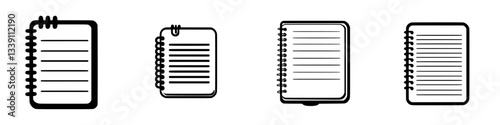Collection of various notebook designs featuring spiral bindings and blank pages for creative writing and sketches