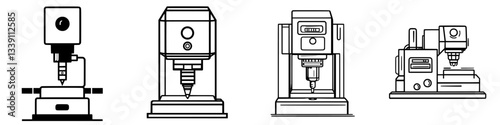 Various types of industrial machinery used for precision tasks in manufacturing processes