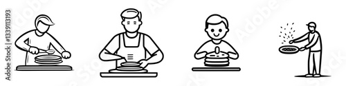 Culinary experts preparing delicious dishes in a warm kitchen setting during a lively cooking class