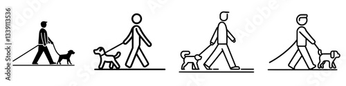 Walking dogs in a park while enjoying fresh air and sunshine on a pleasant afternoon
