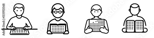 Digital accessibility tools in use by diverse individuals during a technology workshop for the visually impaired