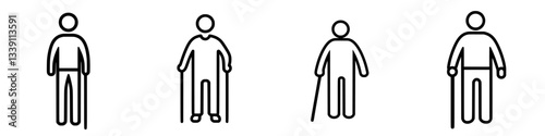 Progression of mobility aids through different stages of mobility in a person over time