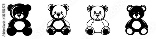 Various teddy bear illustrations showcasing different styles and colors in a playful arrangement
