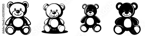 Cute teddy bears in various colors and designs displayed in a playful arrangement