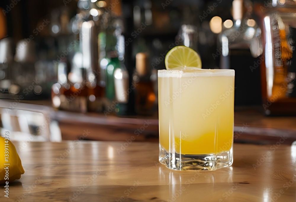 whiskey sour on bar counter whiskey sour on bar counter