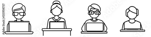 Group of diverse individuals working on laptops in a collaborative setting during a daytime session