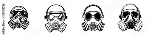 Collection of different styles of gas masks designed for protection during hazardous situations