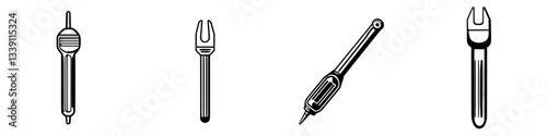 Tools for precision work are lined up on a neutral background demonstrating functionality and design
