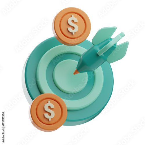 Financial Target Financial business management illustration 3D 