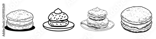 Various types of biscuits displayed on different plates with contrasting designs and textures