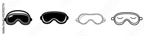 Different styles of ski goggles displayed in a creative layout for winter sports enthusiasts