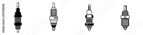 Different types of spark plugs showcasing various designs and specifications commonly used in automotive applications
