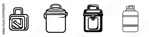 Variety of kitchen storage containers arranged in a neat row, showcasing different styles and designs