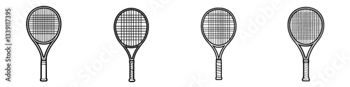 Artistic representation of tennis rackets showcasing different angles and designs