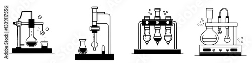 Laboratory setup with various glassware and equipment used for chemical analysis and experiments during a biological research session