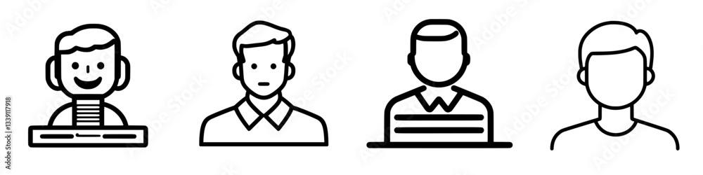 People icons representing different emotions and states of expression in a minimalistic style, suitable for use in various design projects People icons representing different emotions and states of expression in a minimalistic style, suitable for use in various design projects