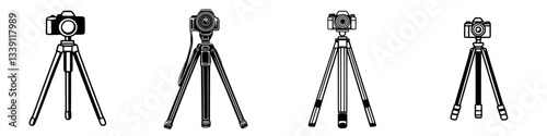 Collection of camera tripods in various styles showcasing photography equipment diversity