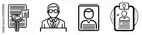 Document review process featuring analyst, subject verification, and resume assessment in a professional setting