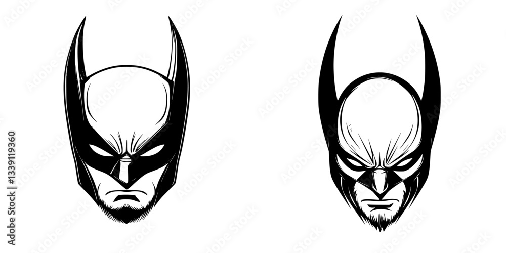 Two artistic interpretations of a heroic character with distinct facial features and expressions Two artistic interpretations of a heroic character with distinct facial features and expressions