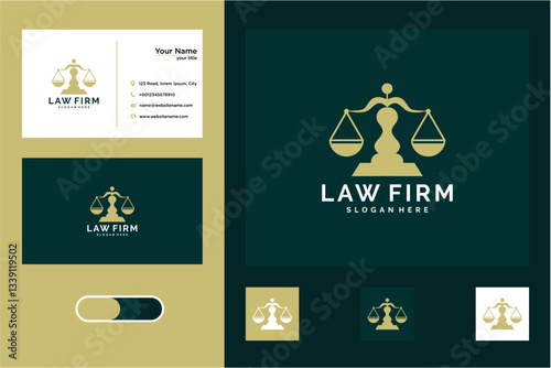 Pixel Art Law Firm Logo Design with Scales and Business Cards