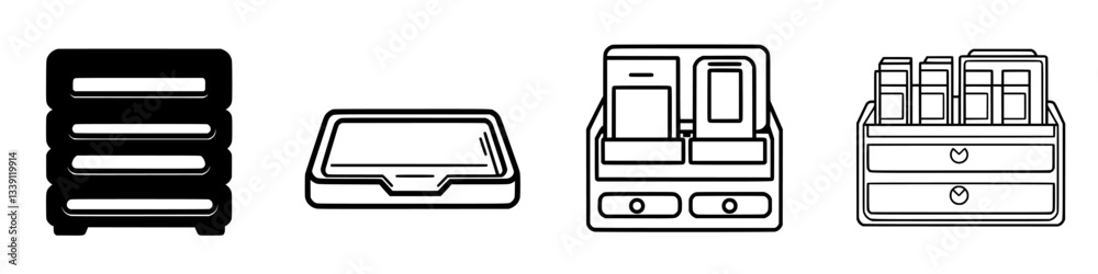 Organizers with various compartments for efficient storage in an office or workspace environment Organizers with various compartments for efficient storage in an office or workspace environment