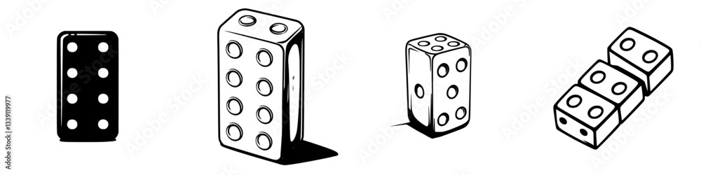 Different styles of dice arranged in a line on a plain background showcasing various designs and colors Different styles of dice arranged in a line on a plain background showcasing various designs and colors