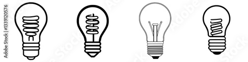 Different light bulb designs showcasing energy-efficient technology and traditional styles for home illumination and decor
