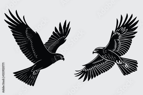 A falcon flipping mid-dive image silhouette design vector art and illustration