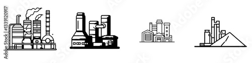 Different types of industrial facilities showcasing various processes and architectures behind manufacturing