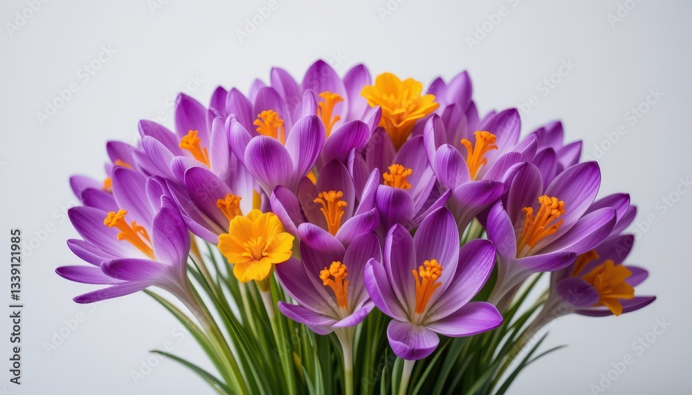 Fototapeta premium Vibrant purple flowers bouquet floral arrangement studio close-up nature