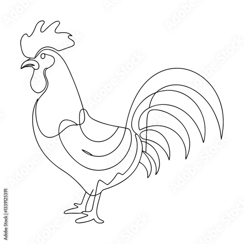 SingleLine Rooster Drawing Farm Animal, Elegant, Minimalist Art