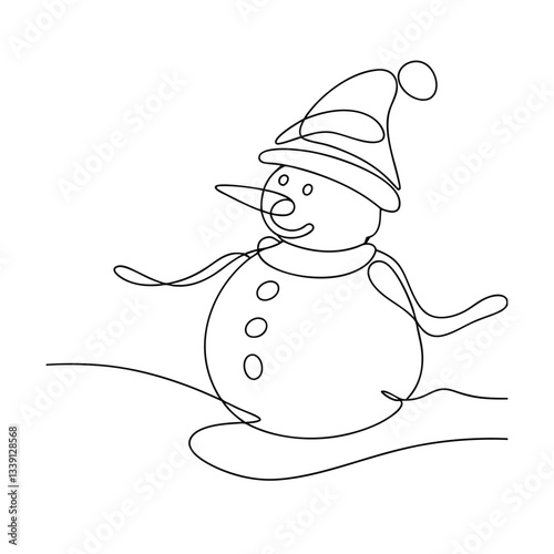Online Drawing of a Festive Winter Snowman in Hat