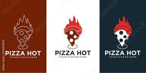 Pixel Art Pizza Hot Logo Design