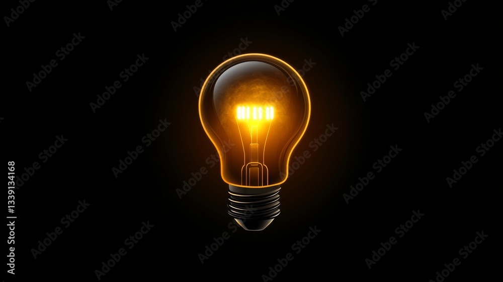 Glowing light bulb on black background for innovation and creativity concepts Glowing light bulb on black background for innovation and creativity concepts