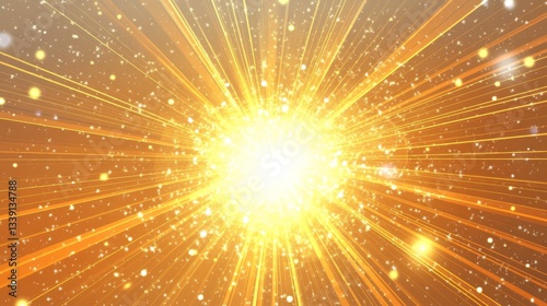 Vibrant burst of golden light and sparkles radiating energy and warmth