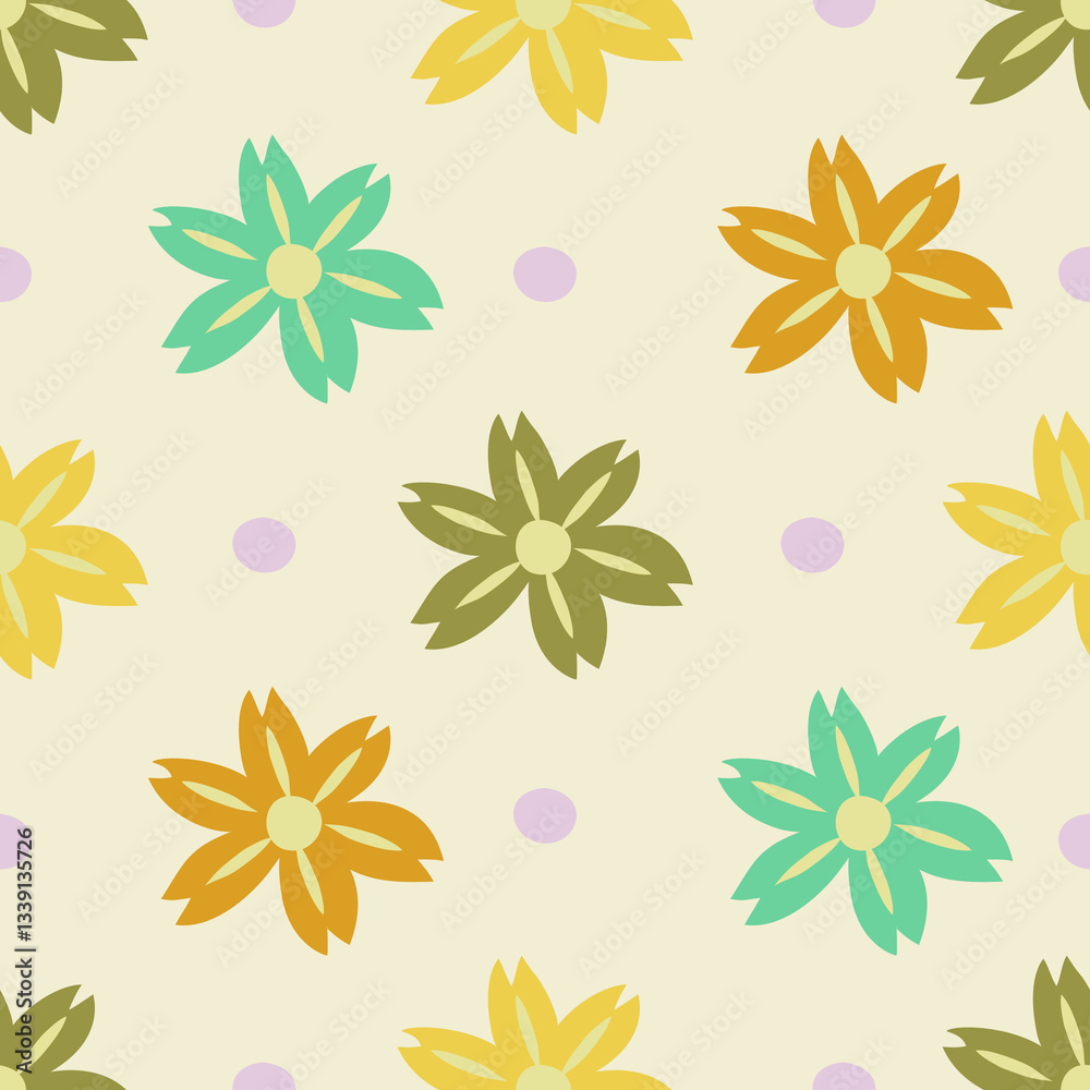 Obraz premium Set of flower pattern. Hand drawn. Cartoon. Cute and colorful. Vector and seamless.