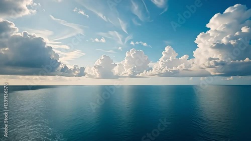 Cloudscape over the sea, ocean and beach with natural sunlight. timelapse