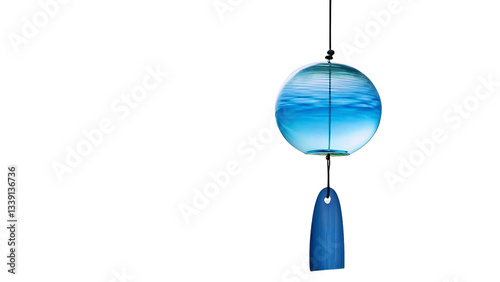 Elegant Blue Glass Wind Chime, Ocean Wave Design, Hanging Decoration, Home Decor