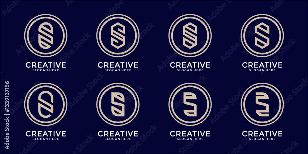 Pixelated Creative Logos Design With Light Beige Symbol On Dark Navy Background Pixelated Creative Logos Design With Light Beige Symbol On Dark Navy Background