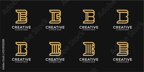 Pixelated Gold Letter Logos On Dark Background