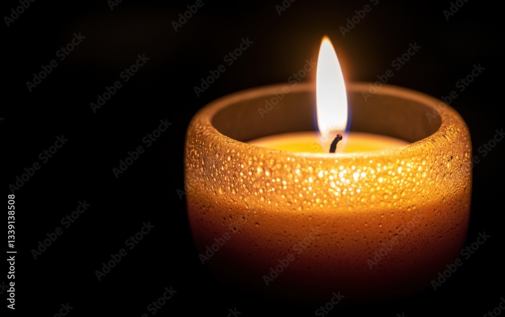 A single candle flame flickering against the darkness, casting its warm glow on an empty space, symbolizing hope and love in a somber setting. A single candle flame flickering against the darkness, casting its warm glow on an empty space, symbolizing hope and love in a somber setting.