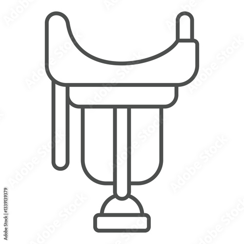 Saddle for horse riding thin line icon, west desert concept. Vector graphics. Leather seat sign on white background, outline style icon for mobile or web design.