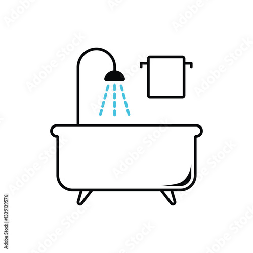 bathroom bathtub icon vector design line style
