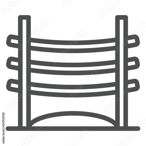 Fencing of stock corral line icon, west desert concept. Vector graphics. Wooden fence sign on white background, outline style icon for mobile or web design.