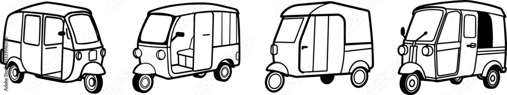 Fototapeta premium A Set of scooter lineart vector illustration
