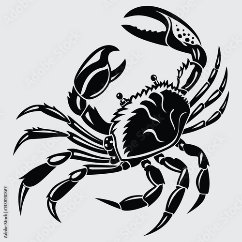 A crab scuttling sideways  image silhouette design vector art and illustration