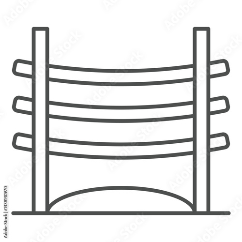 Fencing of stock corral thin line icon, west desert concept. Vector graphics. Wooden fence sign on white background, outline style icon for mobile or web design.